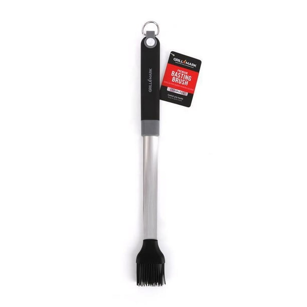 Cepillo para hilvanar la parrilla Grill Mark, silicona/acero, negro/plateado