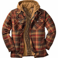 thumbnail image 4 of Aozrynl Mens Flannel Big And Tall Jackets For Men Zip Up Hoodie Sherpa Lined Jacket Shirt Autumn And Winter Thickened Orange 3XL, 4 of 5