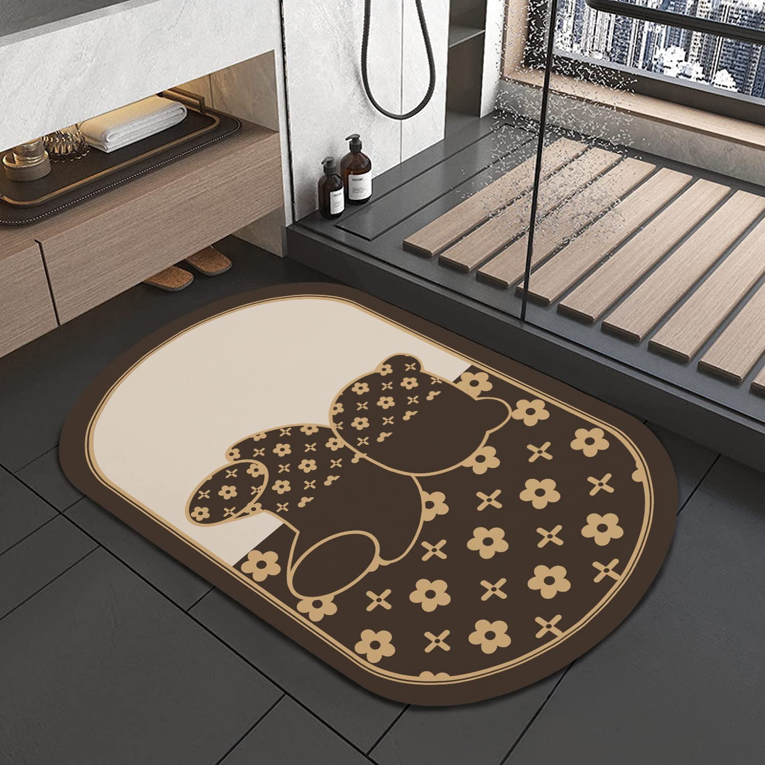 Cute Bath Mat Super Absorbent Quick Dry 20"x32" Rubber Backed Washable