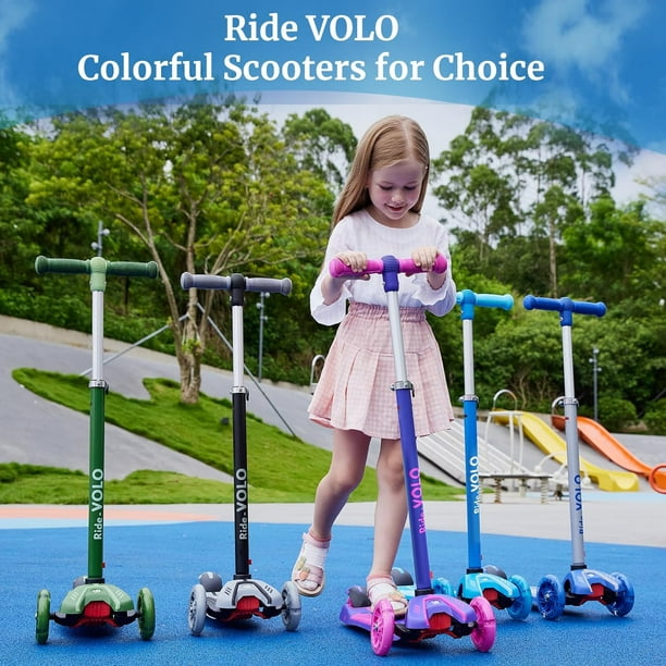 Trottinette RideVOLO K01 adaptée aux enfants de 3 à 8 ans, roues  clignotantes en PU, 4 hauteurs réglables, roulements de roue ABEC-7, pont  extra large de 5,1 pouces, charge maximale de 110 lb 