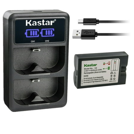 Kastar 1 Pack V4 Battery and LCD Dual USB Charger Compatible with V4 Battery 8AB1S7 Battery Doorbell 2 Video Doorbell 2 3 Camera Door View Cam Spotlight Cam V4
