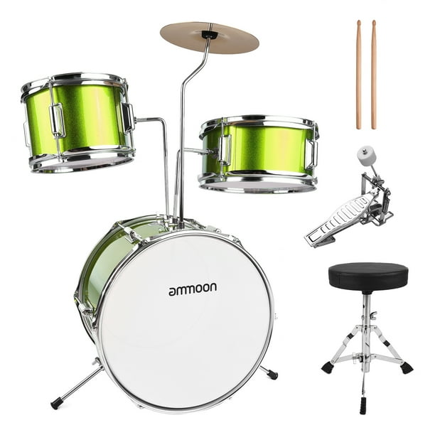 ammoon 14 inch 3 Piece Kids Drum Set with Adjustable Throne Cymbal Pedal Drumsticks Musical Instrument for Kids Children Junior Beginners