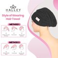 thumbnail image 2 of HALLEY Cotton Hair Towel Wrap – 3 Packs Super Absorbent, Anti Frizz Fast Drying Hair Towel for Curly Long Thick Hair – Hair Turbans for Wet Hair with Button – Hair Plopping Towel (Black), 2 of 8