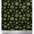 thumbnail image 1 of Soimoi Black Rayon Fabric Clover Leaves Floral Print Printed Craft Fabric By the Yard 58 Inch Wide, 1 of 3