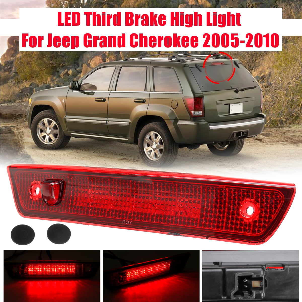 1 Pcs Rear LED Third Brake High Mount Stop Light For Jeep