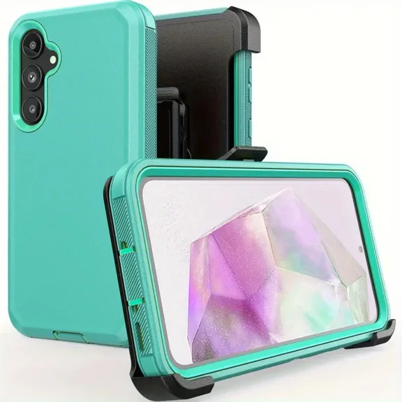 Starshop Samsung Galaxy S25 FE Case Phone Cover Shockproof Holster With Glass Screen - Teal