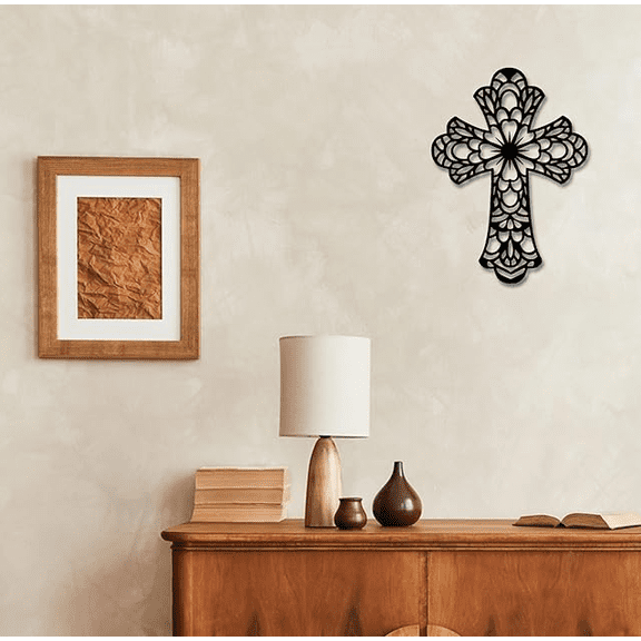 HELLOYOUNG Metal Jesus Wall Art Set Horizontally Oriented Religious Symbol with Cross and Scripture Truth Life Ornament for Religious Holiday Decorations Christmas New Year Gift