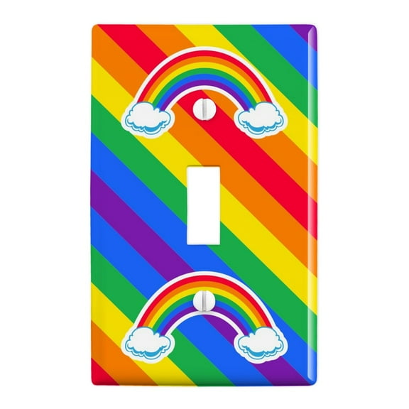 Double Rainbow with Clouds Plastic Wall Decor Toggle Light Switch Plate Cover