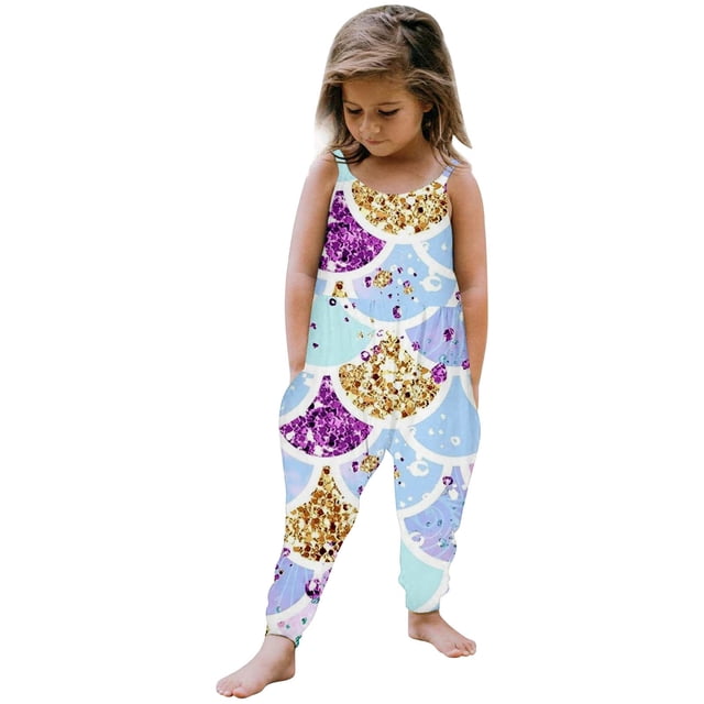 MIASHUI Toddler Girls Romper Summer Clothes Sleeveless Spaghetti Strap Jumpsuit with Pockets,Multicolour,12-24 Months