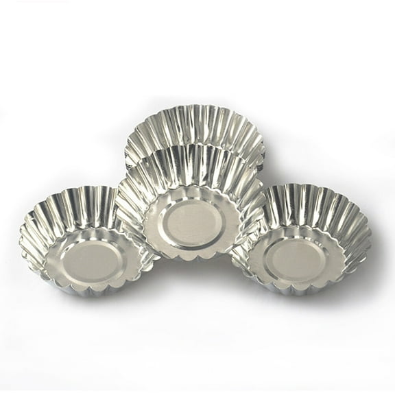 Mobutofu 50Pcs Metal Cake Molds Even Baking Tinplate Egg Tart Molds For Professional Bakers