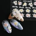thumbnail image 4 of 5D Nail Sticker Design Nail Decals 4 Sheets Flower Nail Stickers Appliques Nail Art Self-Adhesive Nail Art Stickers 5D Nail Decals for DIY Nail Art Decor, 4 of 5