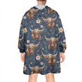 thumbnail image 2 of Blue Highland Cow Flower Pattern Wearable Oversized Blanket,Wearable Blanket Hoodie for Adults,Cozy Hooded Blankets with Super Pockets,Super Warm Fuzzy Pullover for Women & Men, 2 of 6