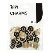 Cousin DIY Black and Gold Enamel Alphabet Charms, 0.5 in, 26 Piece, Adult, Model 69992751