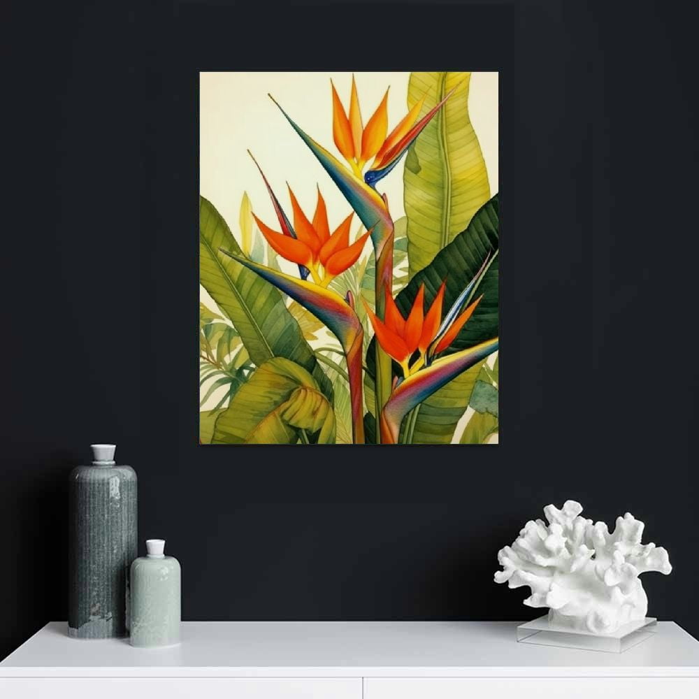 EastSmooth Tropical Bird of Paradise Canvas Wall Art Print, Tropical Artwork