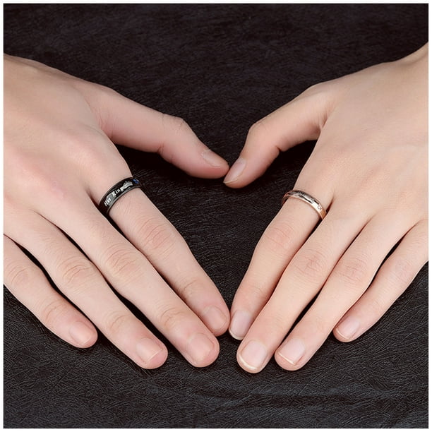 Couple's Matching Ring "His Queen" or "Her King", Men's or Women's Matching Engagement Wedding Band in Stainless Steel, Comfort Fit
