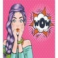 thumbnail image 2 of Pop Art Duvet Cover Set, Comics Style Surprised Woman Says Wow in Speech Bubble Female Expression, Decorative 3 Piece Bedding Set with 2 Pillow Shams, Queen Size, Pink and Multicolor, by Ambesonne, 2 of 2