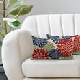 thumbnail image 2 of 4th of July Pillow Covers 12X20 Inch Set of 2, Patriotic Red Blue Green Dahlia Floral Print Holiday Decorative Rectangle Throw Pillow Covers Outdoor Farmhouse Cushion Case for Couch Sofa Bed Decor, 2 of 5