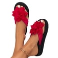 thumbnail image 3 of HTHLVMD Comfortable Non-Slip Beach Shoes, 3d Floral Sandals for Women 2026 Dressy Flatform Thongs Flip Flops Summer Beach Vacation Fashion Casual Flip Flops Elegant Flower Trim Slippers, Red 6, 3 of 7