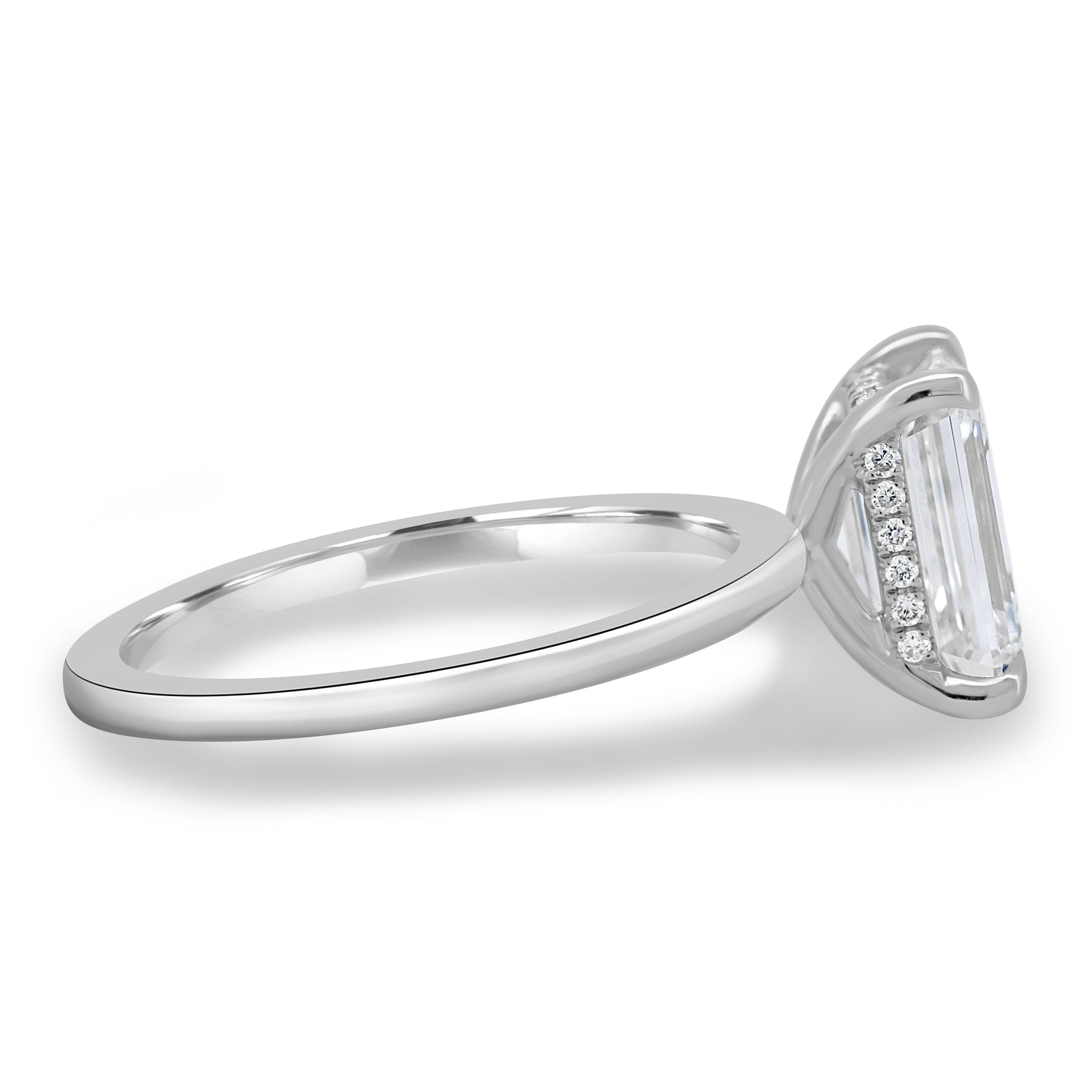 ESTE ORIGIN 2.00Ct Emerald Cut Lab Grown Diamond Engagement Ring, Hidden Halo 14K White Gold