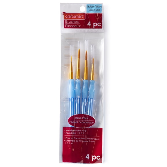 9 Packs: 4 ct. (36 total) Golden Taklon Round Brush Set by Craft Smart