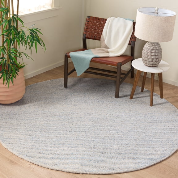 SAFAVIEH Abstract Rumen Solid Color Area Rug, Blue/Gray, 6' x 6' Round