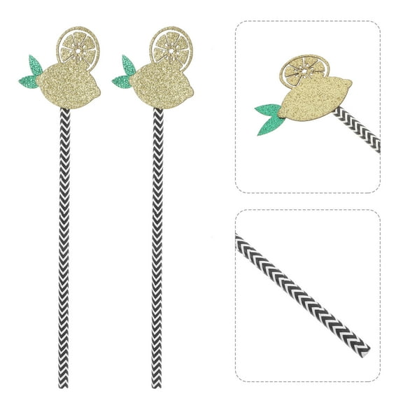 Phenofice 12Pcs Assorted Color Fabric Lemon Shape Straw for Party Decoration and Drinking