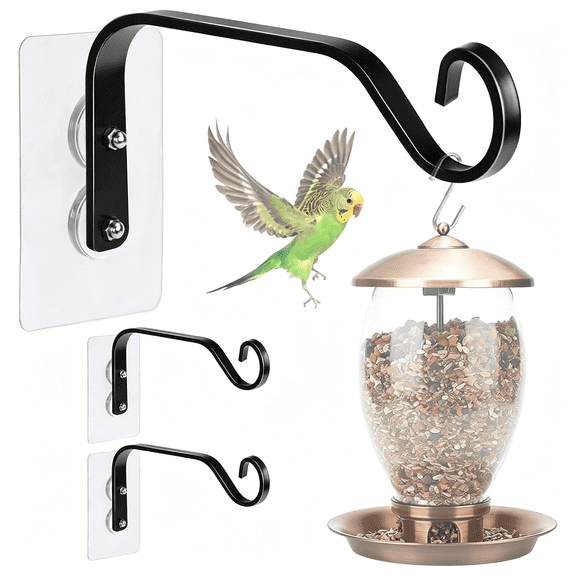 ZHZFKQ 3 Pcs Window Bird Feeder Hanger Hook- Strong Load-Bearing Hanging Bird Feeder Hooks- Window Mounted Bird Feeder Bracket for Bird Feeders,Wind Chimes&Plants