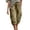 Green, variant on Women's High Waisted Cargo Capri Pants, Elastic Waist Cinched Hem Seven Quarter Length Pants with Pockets, Lightweight Soft Polyester Casual Cropped Pants for Spring Summer Fall Black L