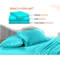 thumbnail image 2 of SGI Bedding 600 TC Egyptian Cotton Bed Sheet Set - Family King Size Sheets 600 Count Sheets Soft, Durable Sheets Cotton Sheets in 600 TC 18" Deep, Turquoise Blue Stripe, 2 of 8