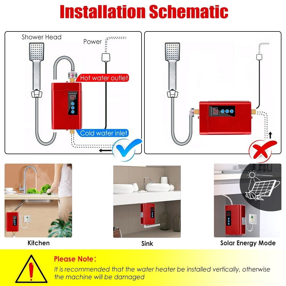JahyShow 110V Kitchen Electric Hot Tankless Water Heater Sink Instant Boiler Bathroom (9.4x5.3x2.6 inches)