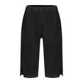 thumbnail image 5 of aidice Shorts for Women Elastic Waist Knee Length Short Pants with Pockets Loose Summer Lounge Women's Shorts, 5 of 9