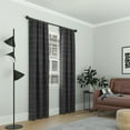thumbnail image 2 of Sun Zero Crestwood 100% Blackout Woven Plaid Thermal Back Tab Curtain Panel, 40"x96", Black, 2 of 9