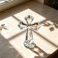 thumbnail image 2 of Religious Table Figurine,Faceted Crystal Standing Cross Stable Round Base Light Reflect Craft,Faith Decor Ornament for Prayer Corner Desk Mantel Space(Clear), 2 of 7