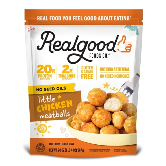 Realgood Foods Co. Gluten-Free Kids Chicken Meatballs, 20oz Bag (Frozen)