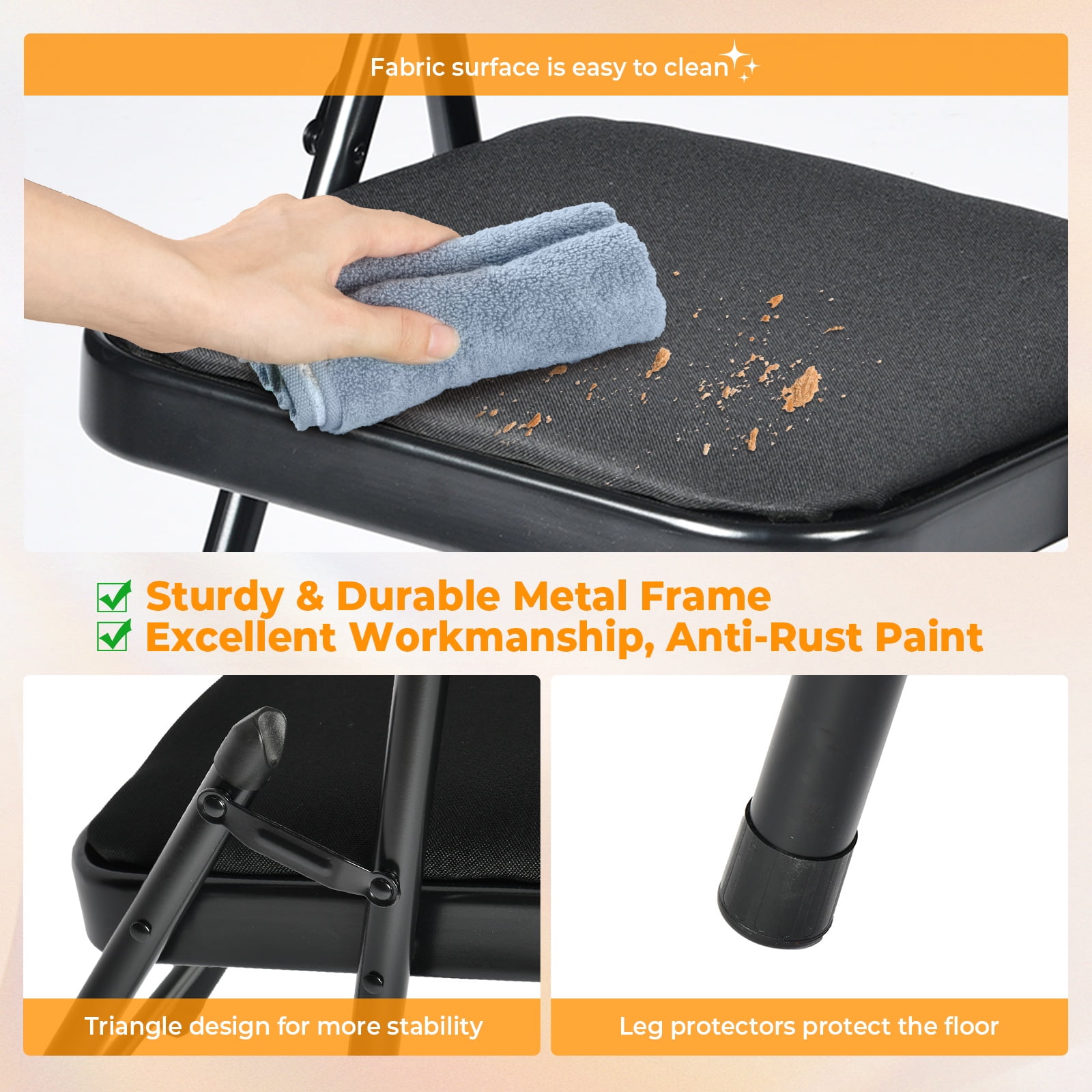 Homy Casa 4 Pack Folding Chairs with Padded Cushion for Wedding Party, Indoor & Outdoor Use
