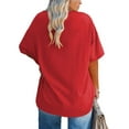 thumbnail image 3 of Langwyqu Solid Color V Neck Women Plus Size Casual Tee Shirt Loose Fit Tunic Tops, 3 of 5