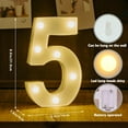 thumbnail image 2 of Led Letters Lights 26 Alphabet and 10 Number Decorative Lighted Letters,Battery Powered Led Marquee Light Up Letters for Wedding Birthday Party Home Decor(Number 5), 2 of 7