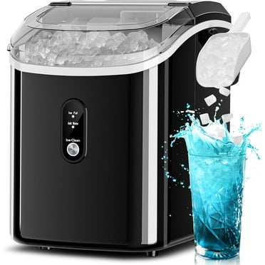 Auseo Nugget Ice Maker Countertop, Ready in 6 Mins ,35Lbs Each day with Self-Cleaning,Portable Sonic Ice Machine for Home/Office/Bar, Black