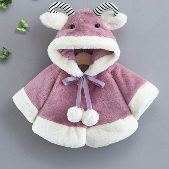LFEOOST Toddler Baby Girls Warm Coat Winter Warm Fuzzy Hooded Thicken Coat Princess Cloak Infant Girls Winter Coat Purple 6-12Months