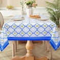 thumbnail image 4 of Blue White Plaid Tablecloth 60×84 inch Spring Summer, Waterproof Rectangular Table Cloth Washable, Stain Resistant Cloth Table Cover for Party Picnic Dinner Decor (Blue Plaid), 4 of 6