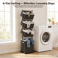 thumbnail image 5 of Laundry Hamper, Laundry Basket, 4 Tier Laundry Sorter, Metal Stackable Laundry Basket Organizer with Removable Basket and Removable Bags, 59"x12.6"x15.7" Clothes Organizer Basket, Black, 5 of 9