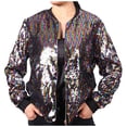 thumbnail image 1 of Yuyuzo Veste à Sequins pour Femmes Manches Longues Col Rond Fermeture Éclair avec Poche Tenue de Soirée Boîte de Nuit, 1 of 4