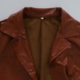 thumbnail image 5 of PU Leather Jacket for Men Plus Size Solid Color Overcoat Casual Fall Winter Stylish Trench Coat, Brown, 2XL, 5 of 6