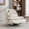 thumbnail image 2 of Electric Recliner Chair with USB and Phone Holder, Bluetooth Music Player, Voice Control, Power Recliner with Hidden Arm Storage, Swivel Sofa Lounge Chair for Living Room Bedroom Office, Cream, 2 of 8