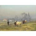 thumbnail image 2 of Anders Andersen-Lundby 24x18 Gold Ornate Framed and Double Matted Museum Art Print Titled - Morning Mood, the Cows Are Smoked, 2 of 4