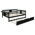thumbnail image 3 of Full Size Solid Wood Daybed with Rails, Daybed Frame with Twin Size Trundle, Wooden Slats Support, No Box Spring Needed, Clean Lines Design, 3 of 7