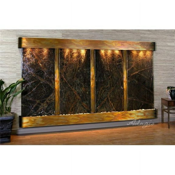 Adagio RFR1005 Regal Falls Round Rustic Copper Green Marble Wall Fountain