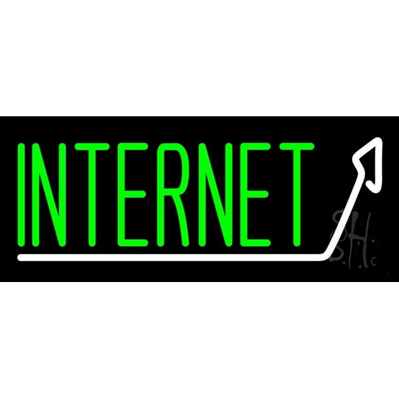 Internet With Arrow LED Neon Sign 10 x 24 - inches, Black Square Cut Acrylic Backing, with Dimmer - Bright and Premium built indoor LED Neon Sign for Spa interior decor and storefront.