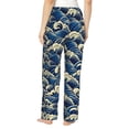thumbnail image 2 of Bixox Women's Japanese Water Wave Patterned Pajama Pants Loungewear, 2 of 5