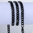 thumbnail image 3 of Men 5mm Curb Cuban Chain Neckalce Bracelet Jewelry Set Black Stainless Steel, 3 of 5